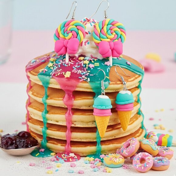 🆕️Cute Cartoon Earrings Set - Ice Cream, Lollipop & Popsicle 🎉 Fun Gift Idea! - Picture 10 of 15